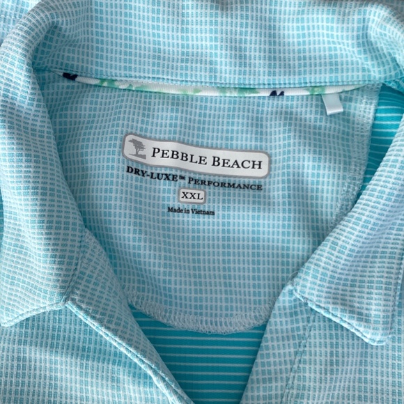 NWOT Pebble Beach Dry Luxe sleeveless aqua/white polo size XXL - Picture 2 of 7